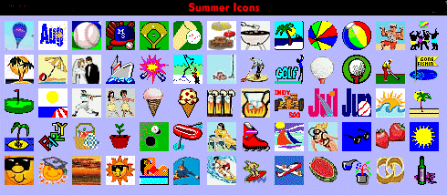 Summer Icons, Baseball Icons, Beach Icons, Bikini Icons, Golf Icons, Plant Icons, Palmtree, Fun in the Sun.